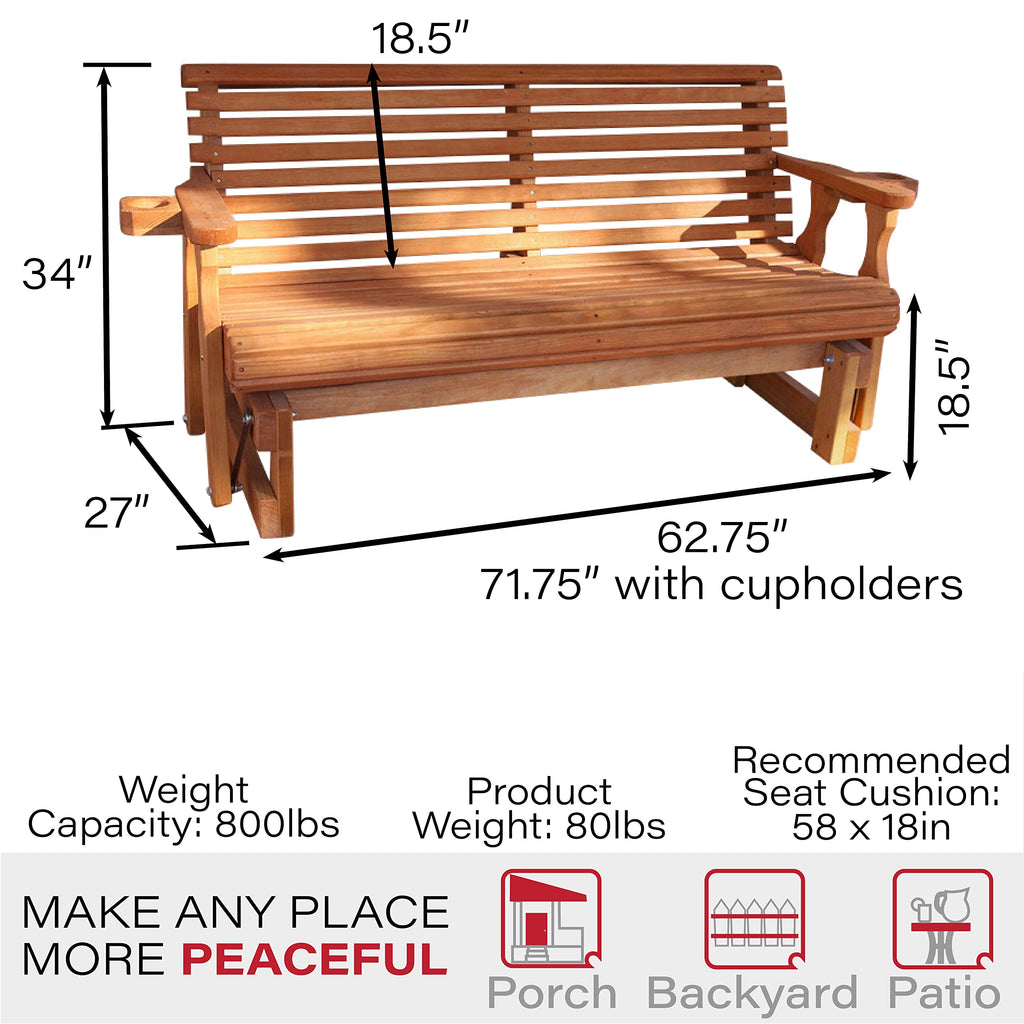 Heavy Duty Roll Back Porch Glider with Cupholders L533