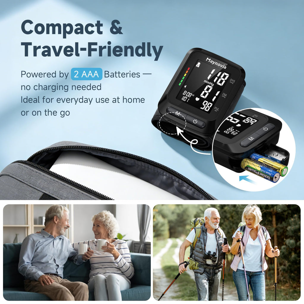 Wrist Blood Pressure Monitor, Backlit LCD, 5.3-8.5 in Cuff, Black Q9883
