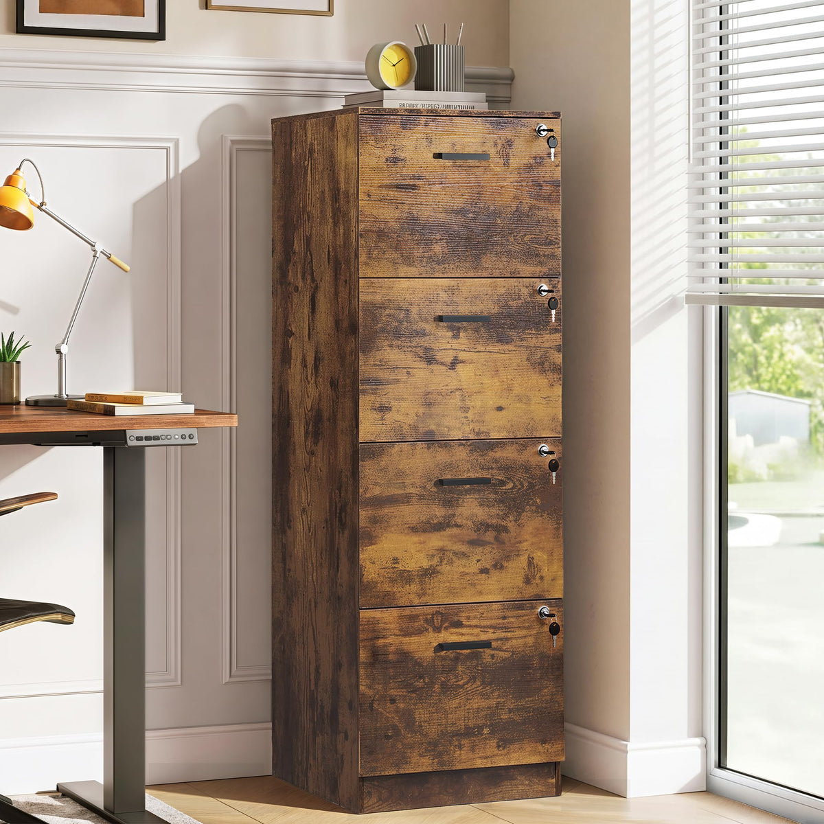 4 Drawer Wood File Cabinet H82040