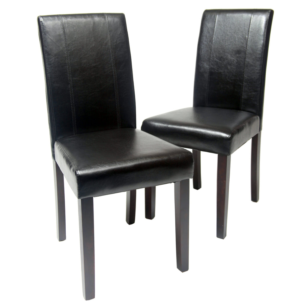 Black Leatherette Parson Chair Set of 2 K556