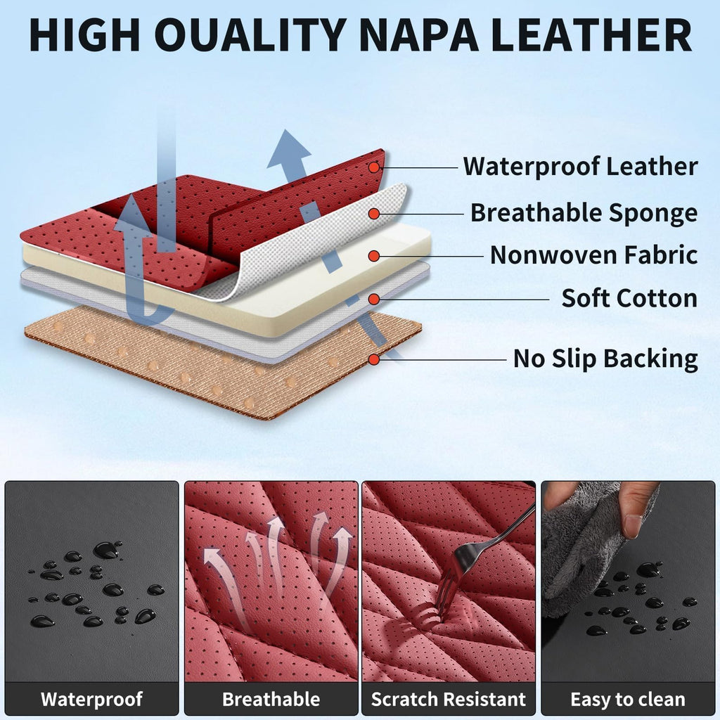 Red Black Leather Car Seat Covers Full Set Z64195