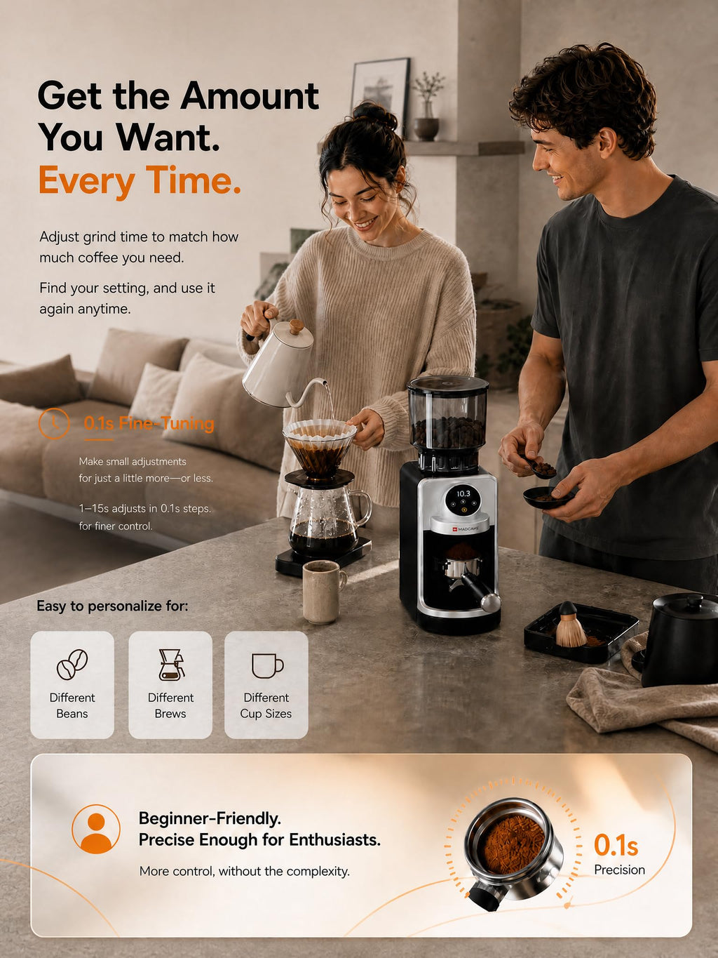Electric Burr Coffee Grinder with 51 Grind Settings P6412