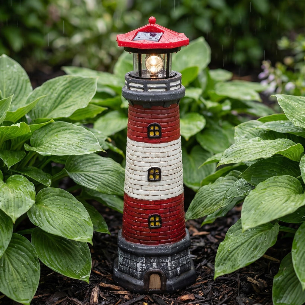 15" Solar Lighthouse Garden Statue E918