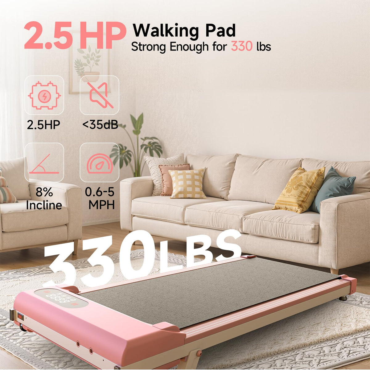 Incline Walking Pad with 8% Incline & 2.5HP P125693