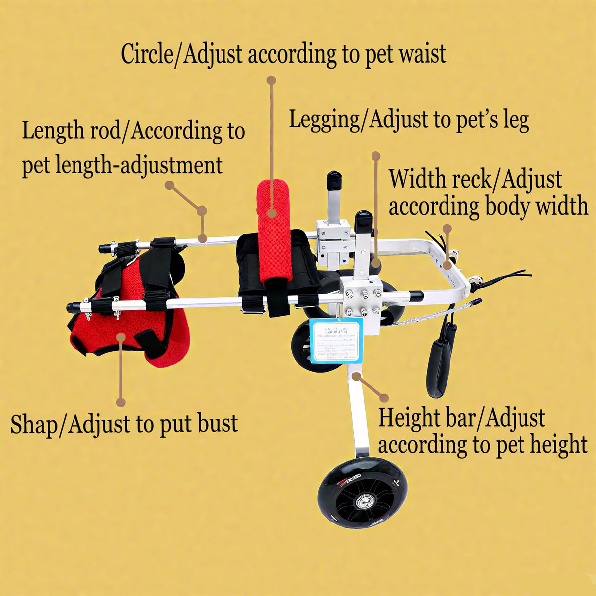 Adjustable 2 Wheels Pet Wheelchair J520
