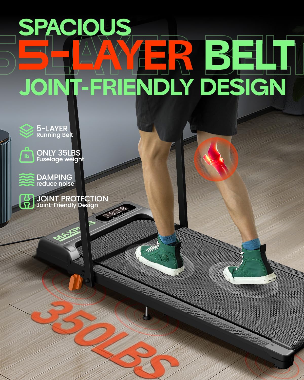Folding Walking Pad with Incline, 2 in 1 Portable Under Desk Treadmill G150