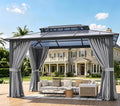 10'x12' Hardtop Aluminum Gazebo with Polycarbonate Roof, Curtains and Netting Z20029