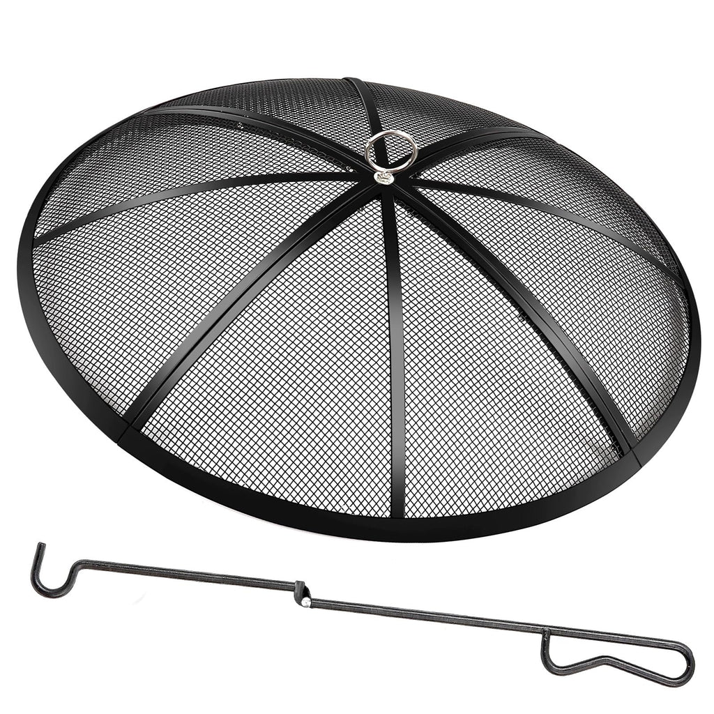 30 Inch Heavy Duty Metal Mesh Fire Pit Spark Screen with Handle & Poker F714