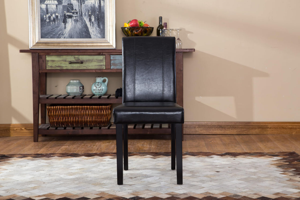 Black Leatherette Parson Chair Set of 2 K556