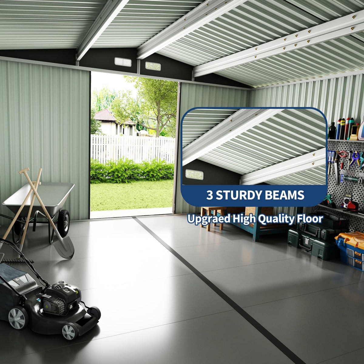 10x14 ft Metal Outdoor Storage Shed S988