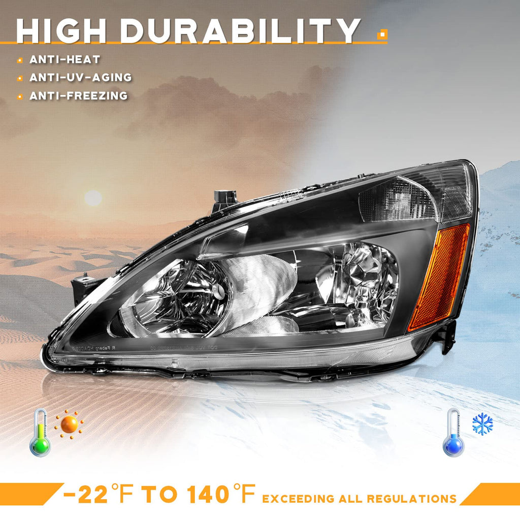 Black Headlight Assembly Left+Right I2247