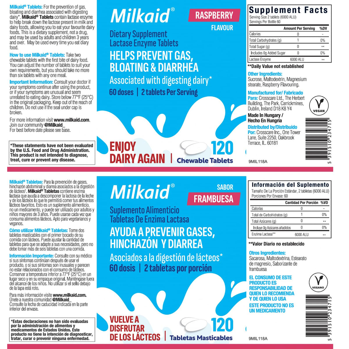 Chewable Lactase Enzyme Tablets 4 x 120 Z8789