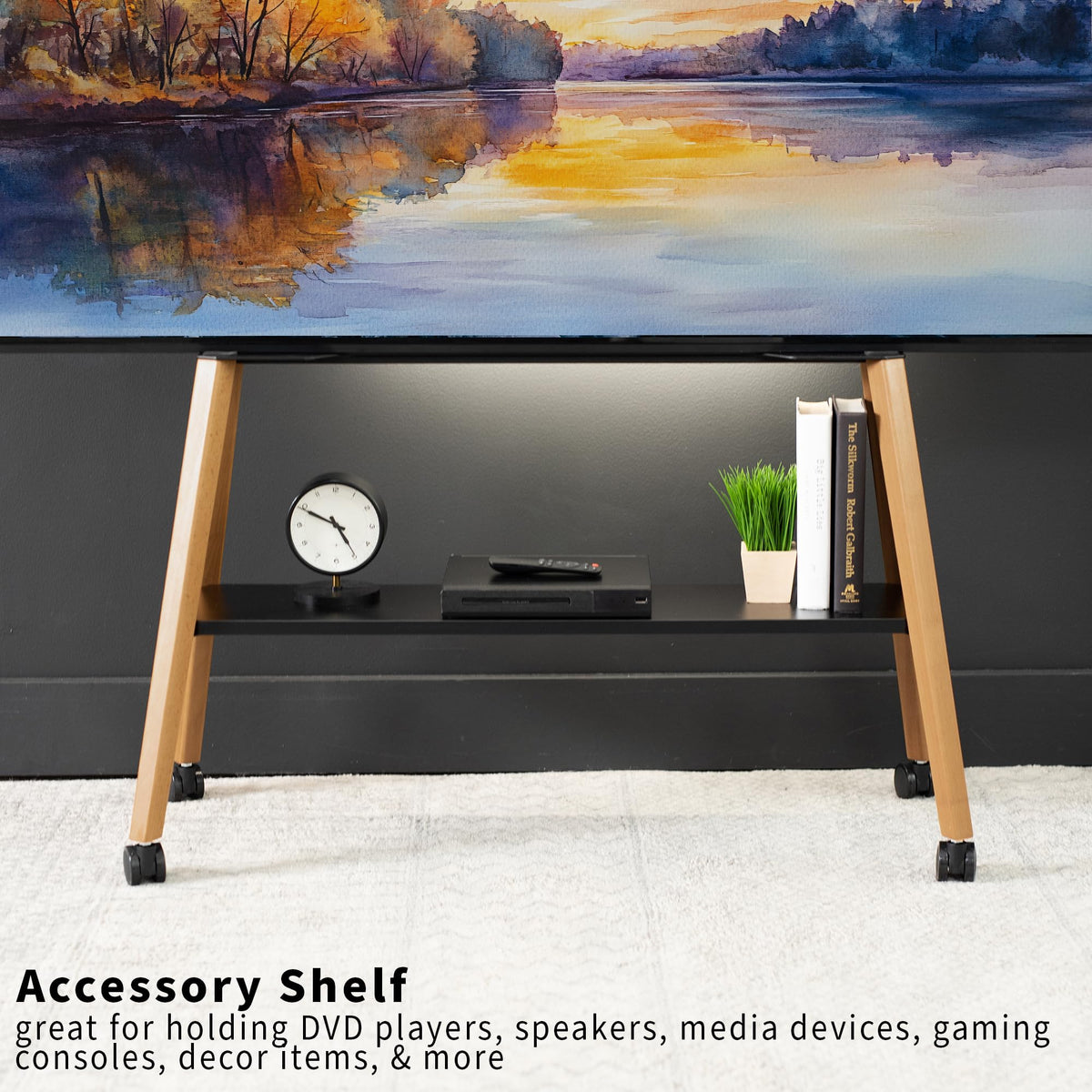 43 to 75 inch Adjustable Mobile TV Stand with Walnut Legs G2402
