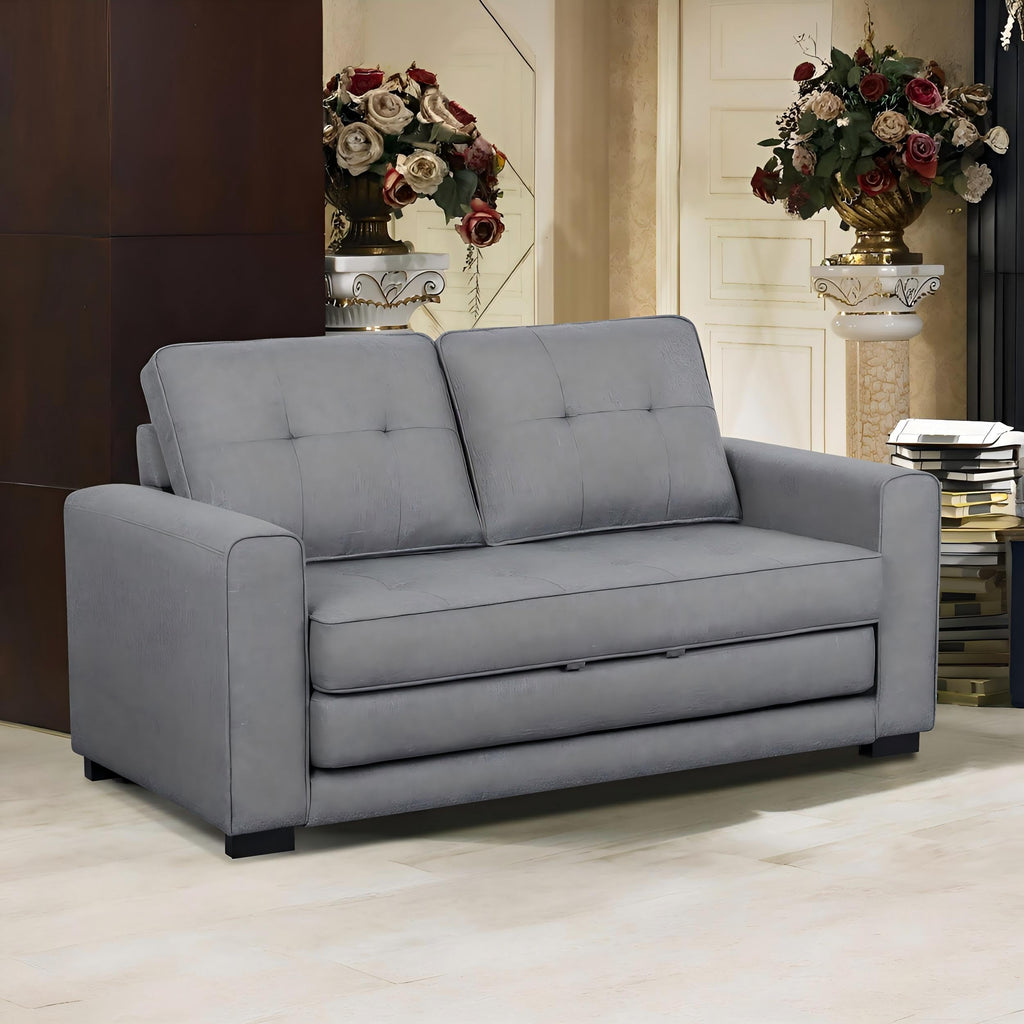 58 Inch Light Gray Upholstered Sleeper Sofa Bed U380