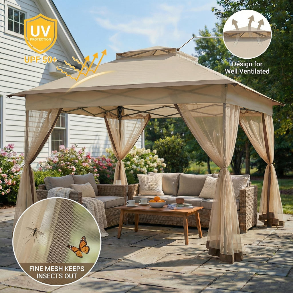 11x11 Pop Up Gazebo with Mosquito Netting H102810