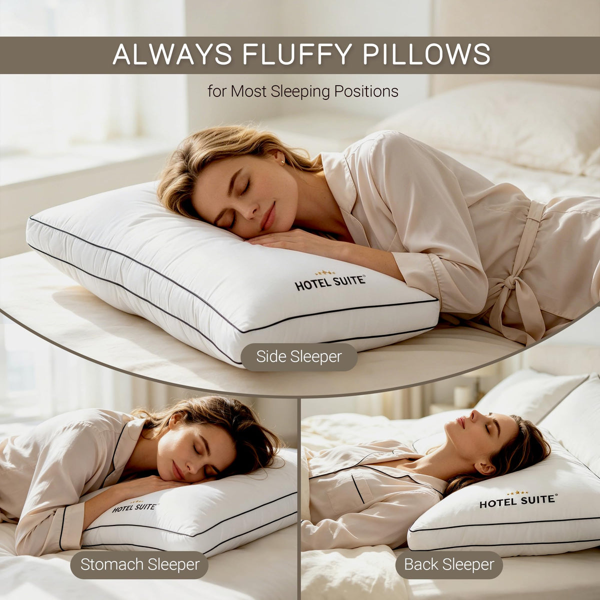 King Size Set of 2 Medium Soft Bed Pillows W990