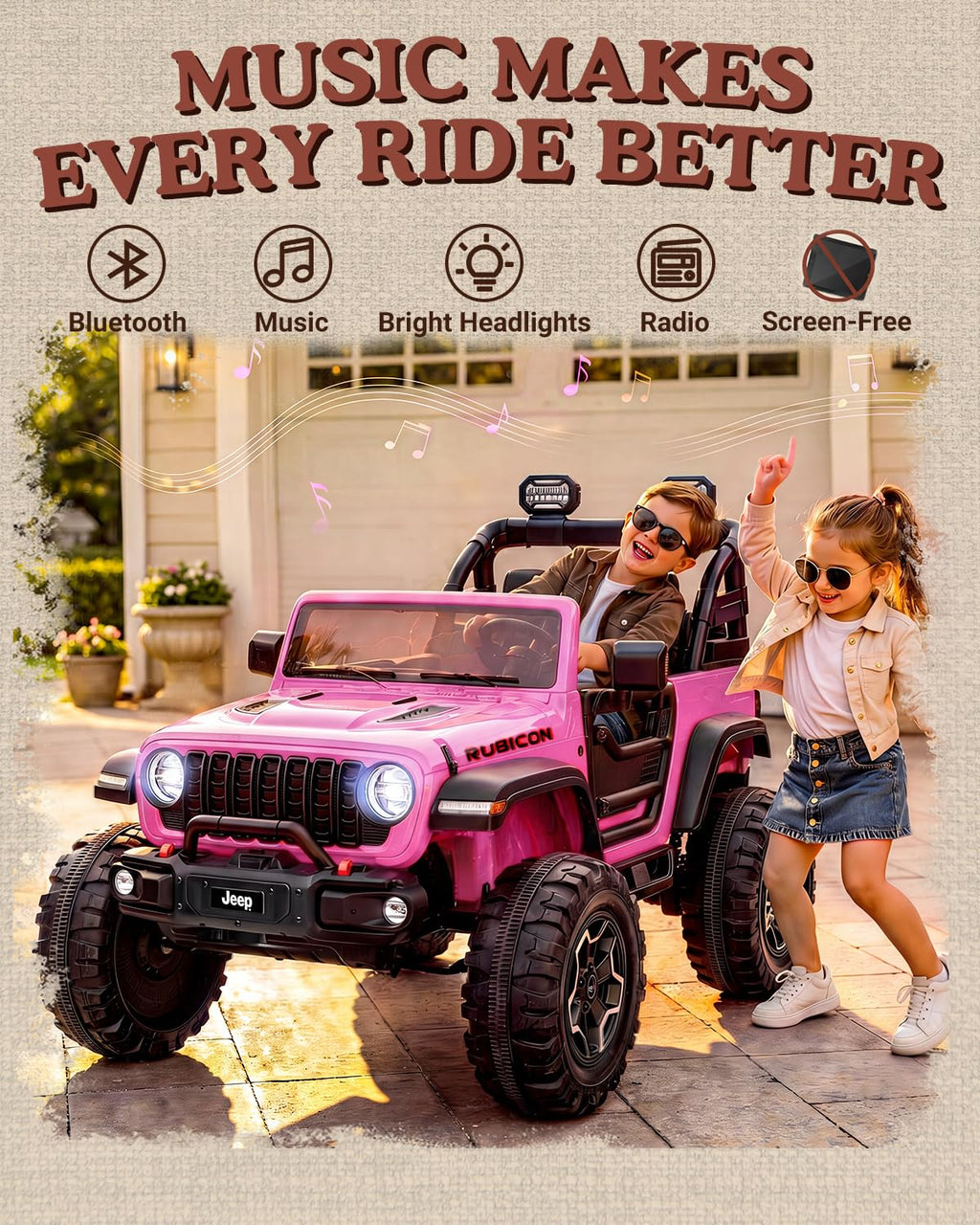 24V 2 Seater Ride on Car with Remote Control, Bluetooth (Pink) I671395