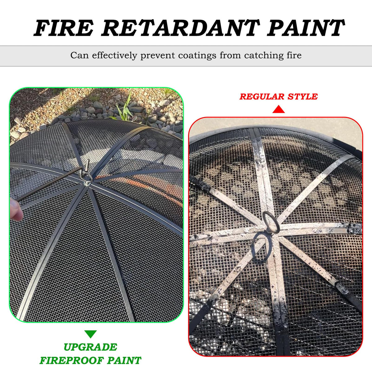 30 Inch Heavy Duty Metal Mesh Fire Pit Spark Screen with Handle & Poker F714