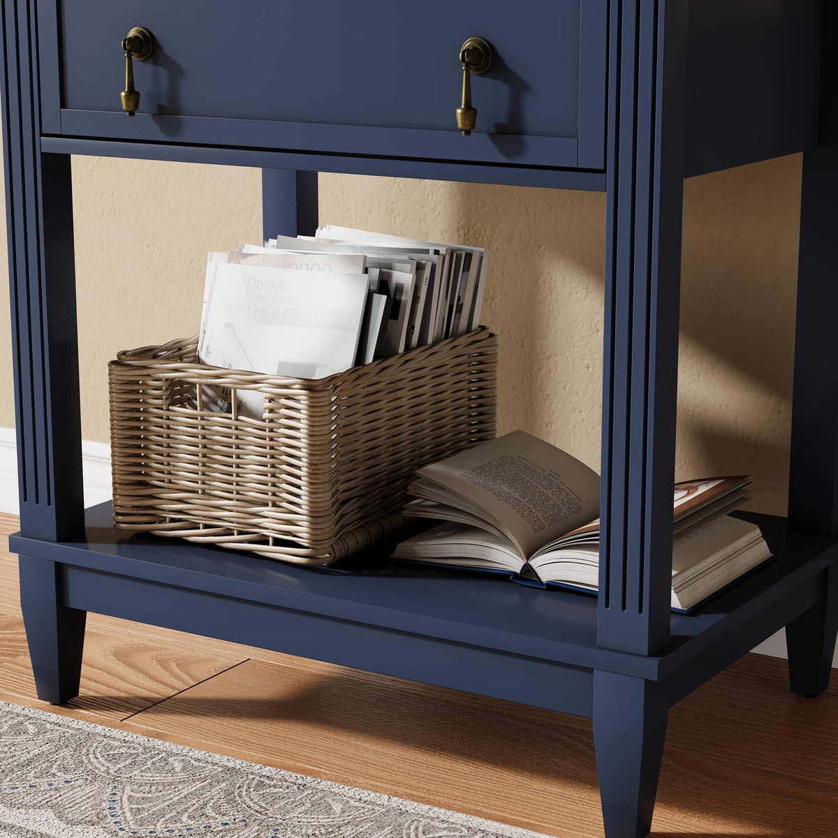 24 Inch Nightstand with Drawer and Open Shelf R4358