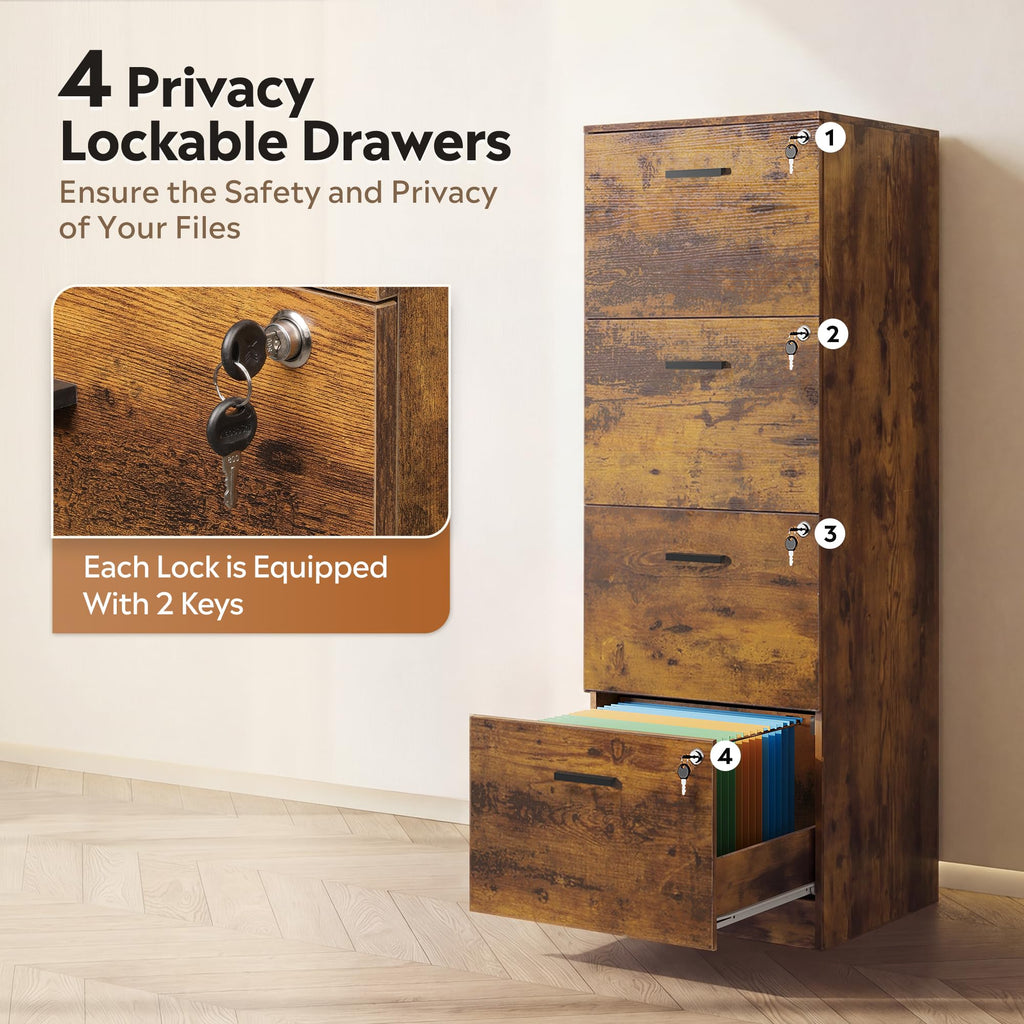 4 Drawer Wood File Cabinet H82040