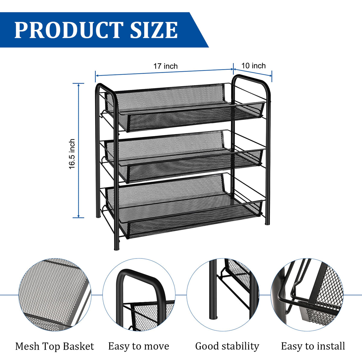 3 Tier Rectangular Metal Fruit Basket S645176