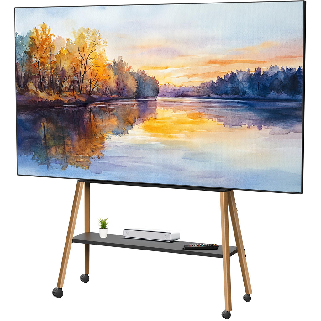 43 to 75 inch Adjustable Mobile TV Stand with Walnut Legs G2402