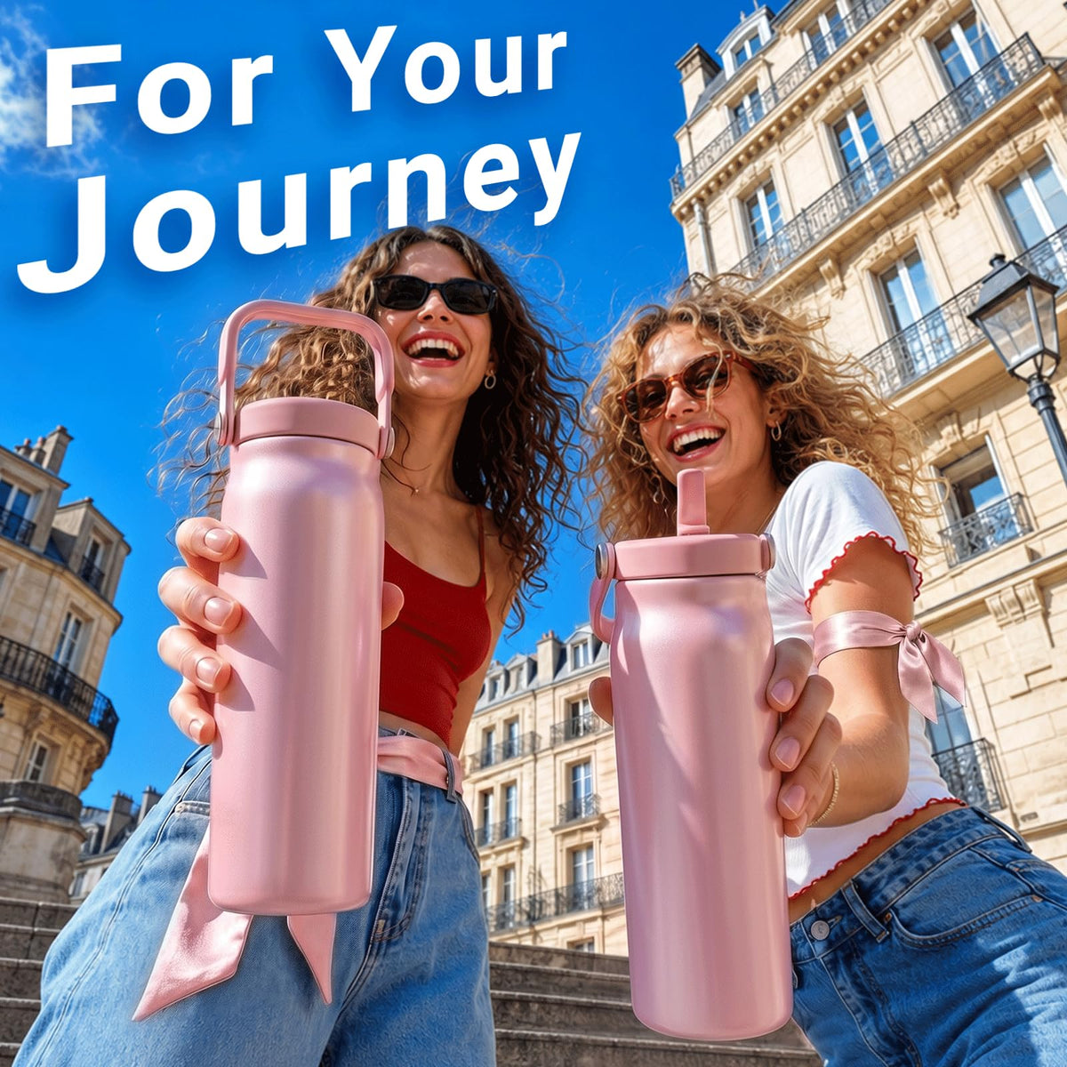 24 oz Insulated Tumbler with Flip Straw and Handle P587242