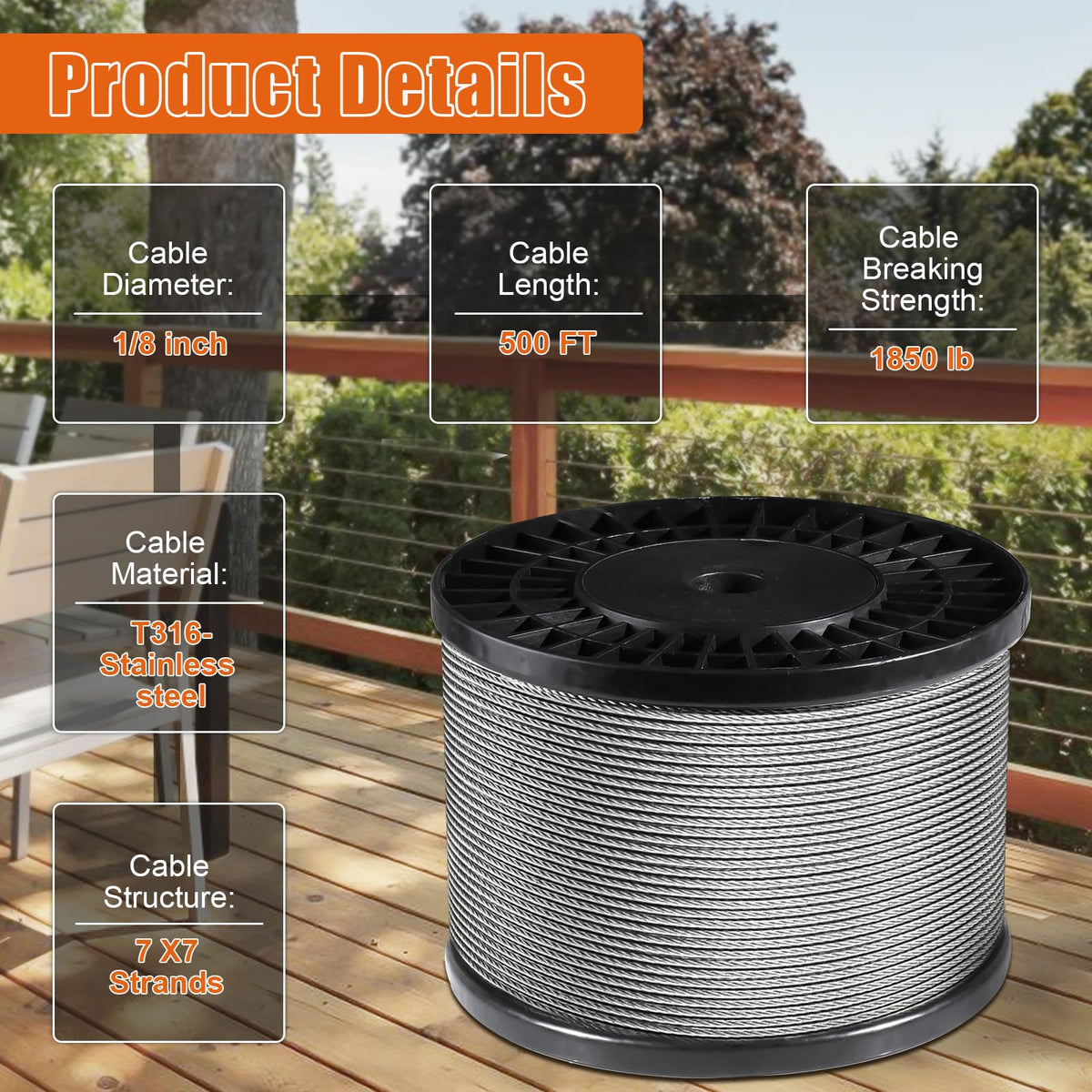 1/8" Stainless Steel Cable with a Cutter O27798
