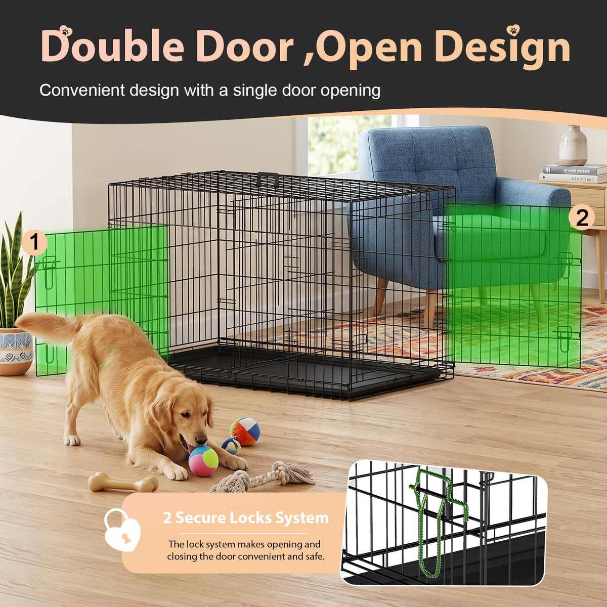 48" Double Door Crate Kennel with Divider C664064