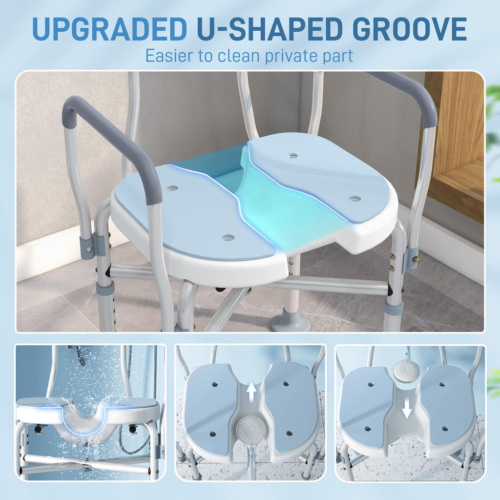 Padded Shower Chair with Arms and Back H95965
