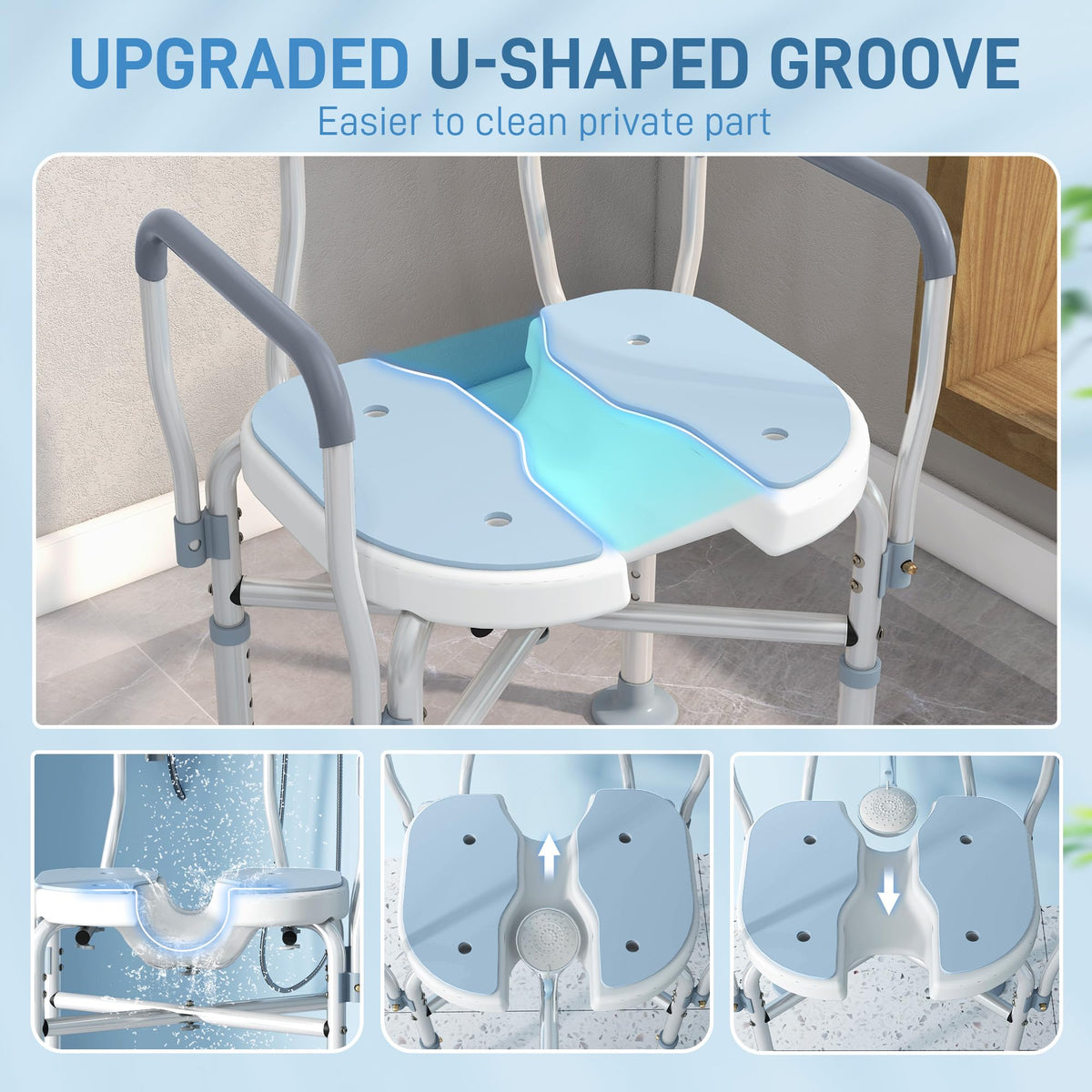 Padded Shower Chair with Arms and Back H95965