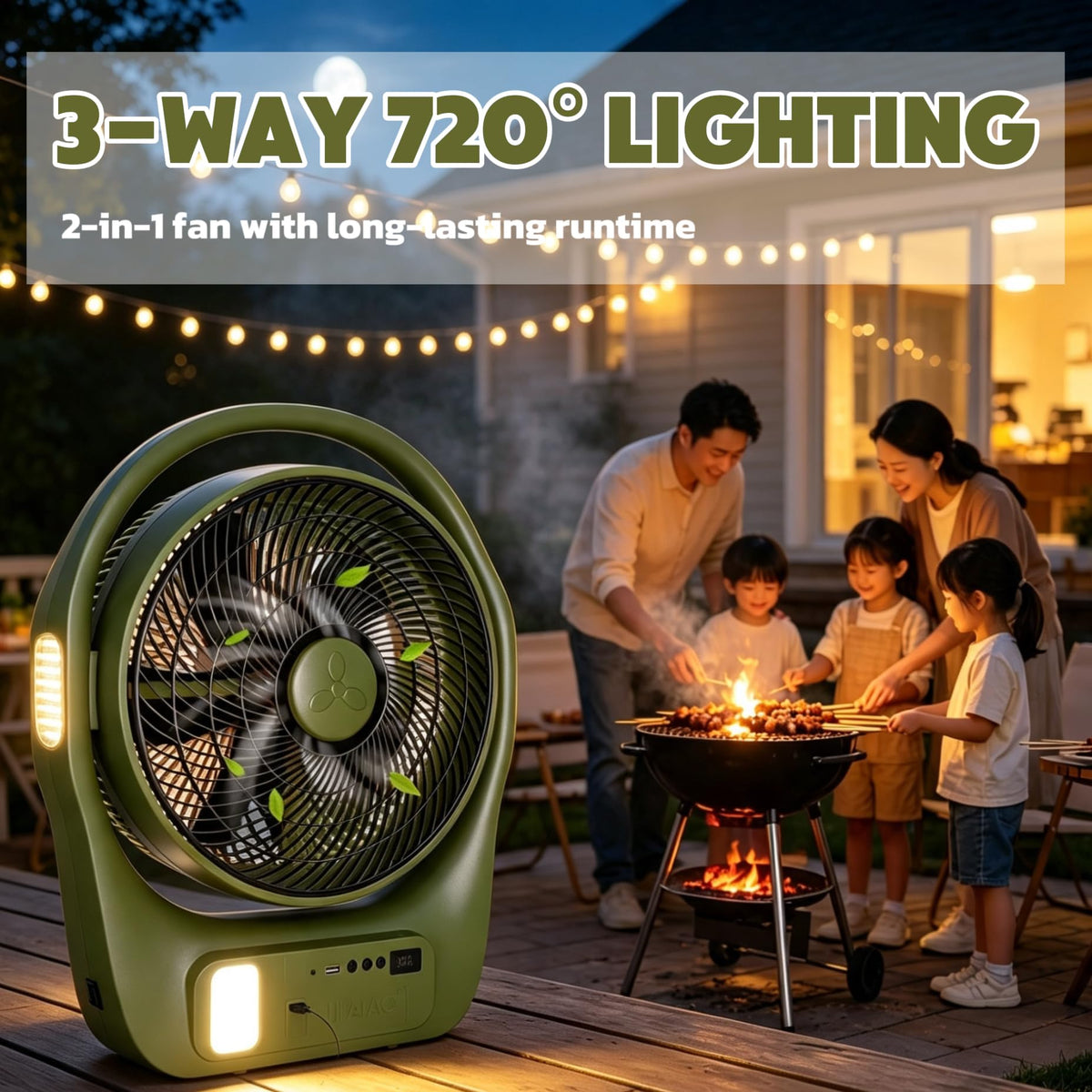 45000mAh Battery Operated Camping Fan H801321