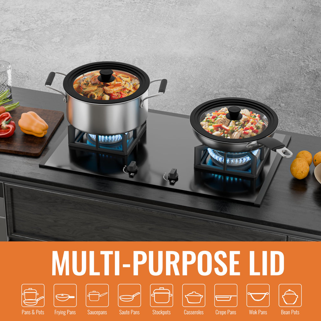 Tempered Glass Pot Lid with Silicone Rim, 10.5", 11" and 12" E76796