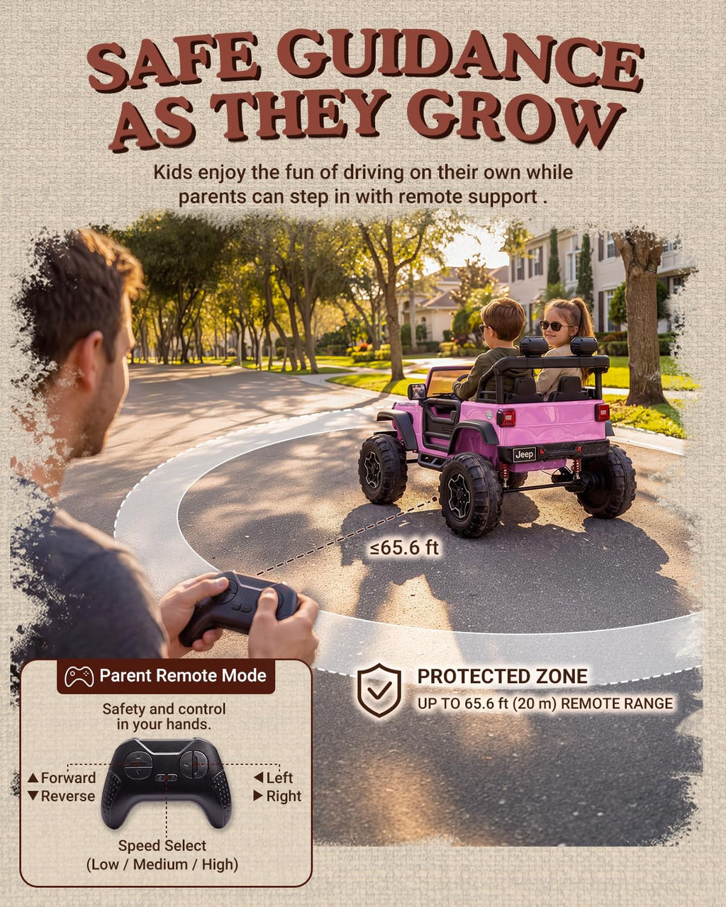 24V 2 Seater Ride on Car with Remote Control, Bluetooth (Pink) I671395
