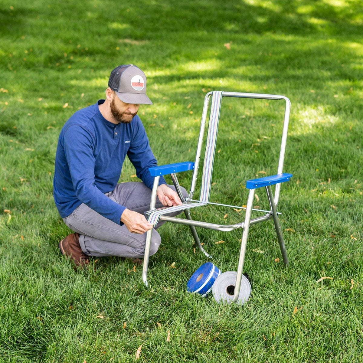 Blue 3" x 50' Lawn Chair Webbing D236827