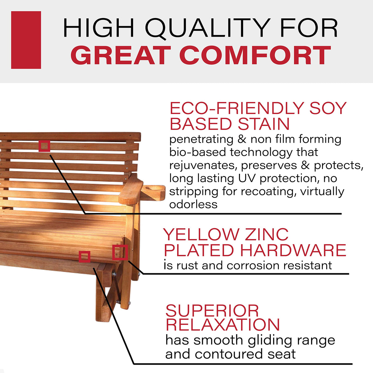 Heavy Duty Roll Back Porch Glider with Cupholders L533