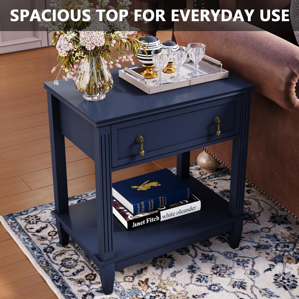 24 Inch Nightstand with Drawer and Open Shelf R4358