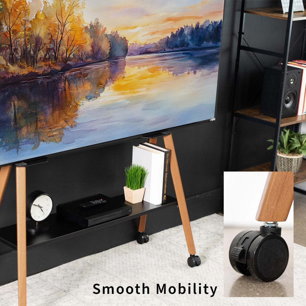 43 to 75 inch Adjustable Mobile TV Stand with Walnut Legs G2402