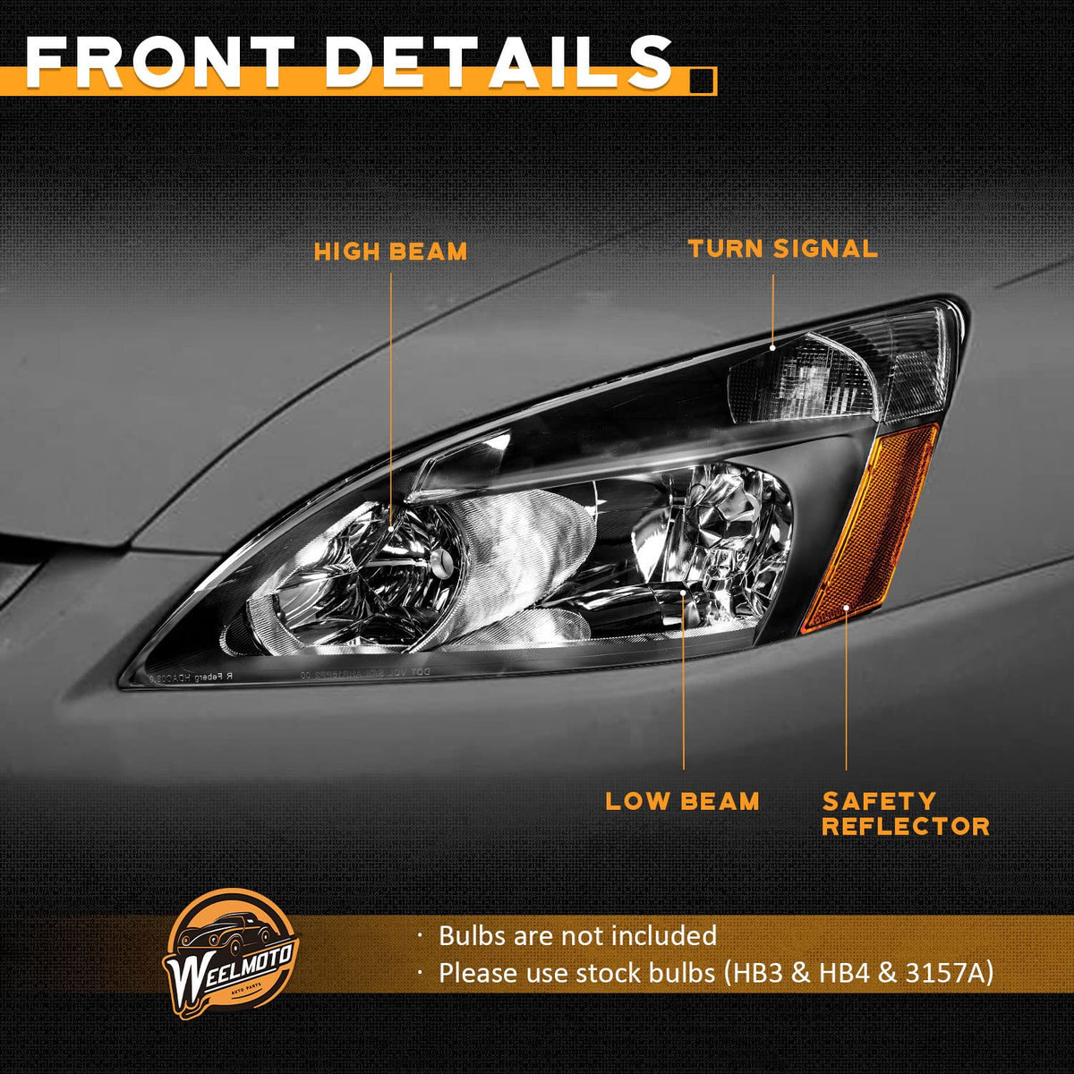 Black Headlight Assembly Left+Right I2247