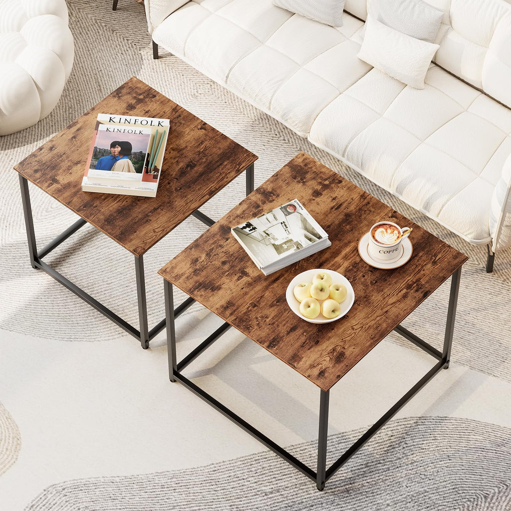 Brown Engineered Wood Nesting Coffee Table Set of 2 Y180