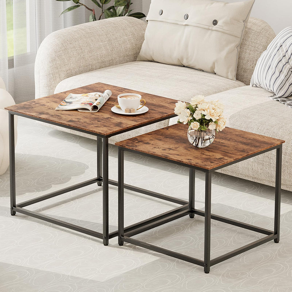 Brown Engineered Wood Nesting Coffee Table Set of 2 Y180