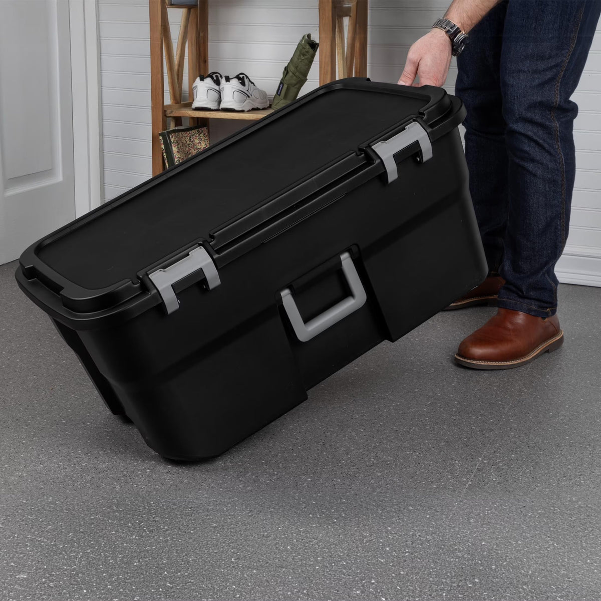 Black 22 Gal Lockable Storage Chest with Wheels W333940