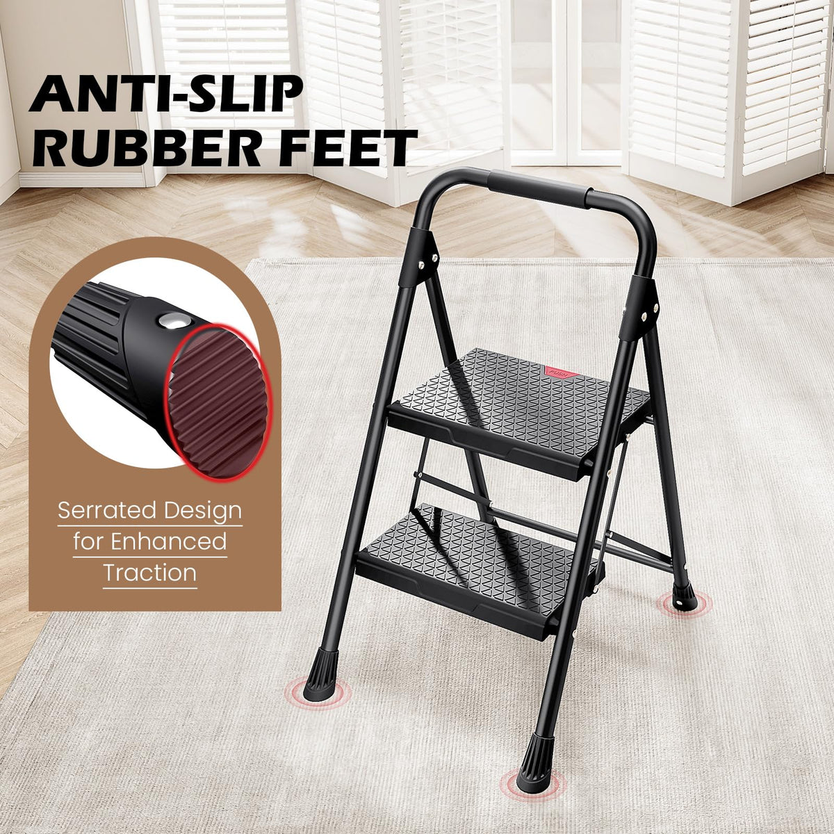 2-Step Folding Steel Step Stool with Handrail G947