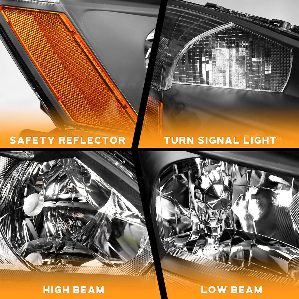 Black Headlight Assembly Left+Right I2247