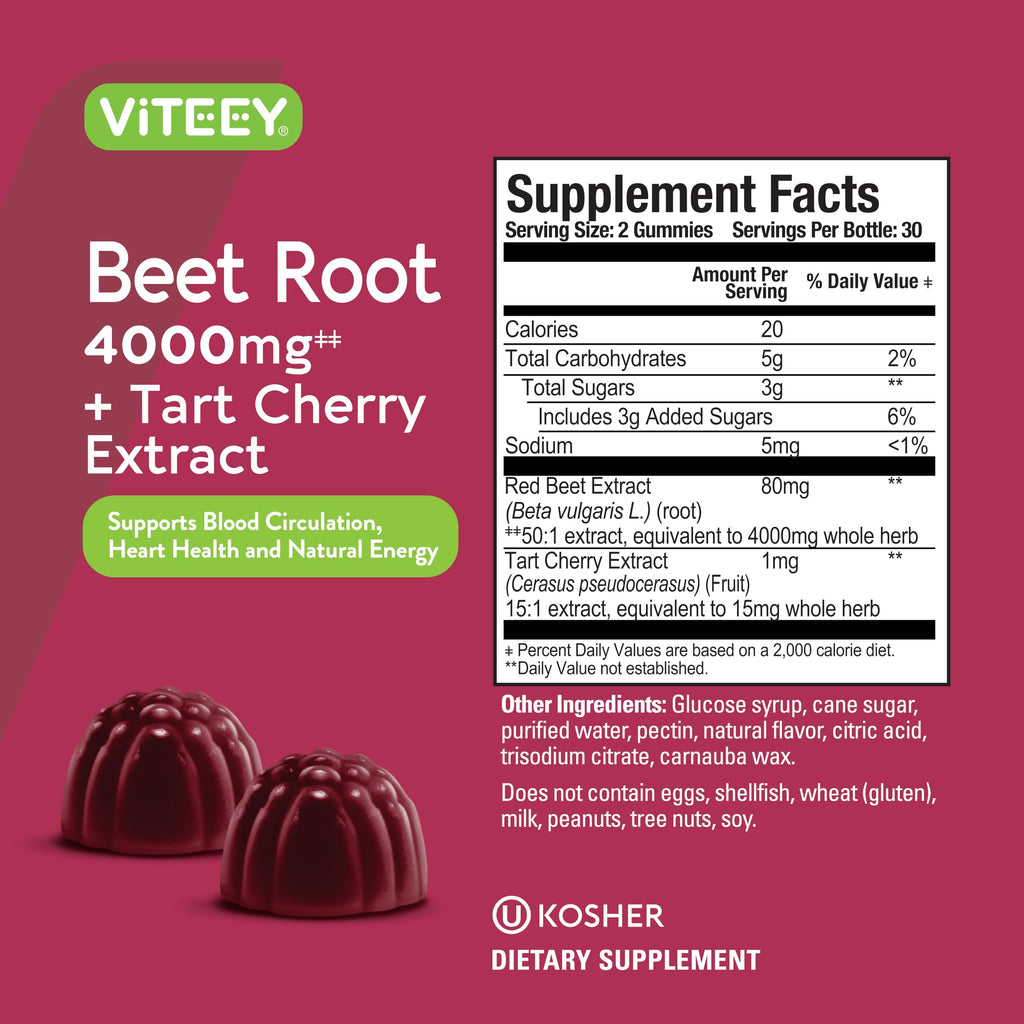 Beet Root Gummies 4000mg & Tart Cherry Q6051