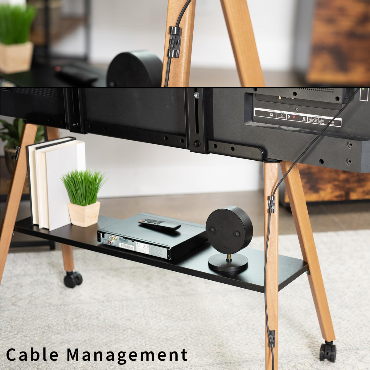 43 to 75 inch Adjustable Mobile TV Stand with Walnut Legs G2402