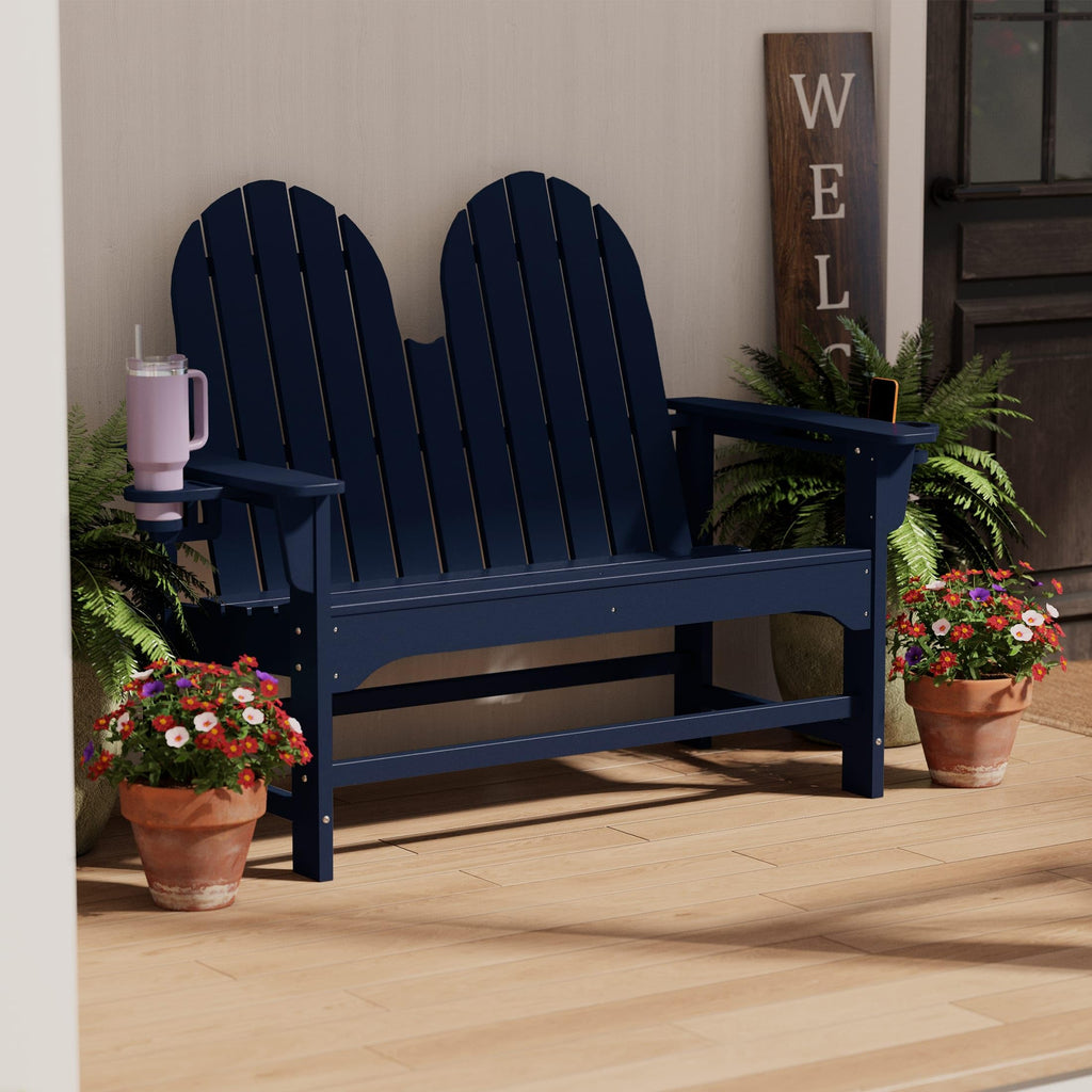 Navy Blue HDPE Adirondack Bench C21409