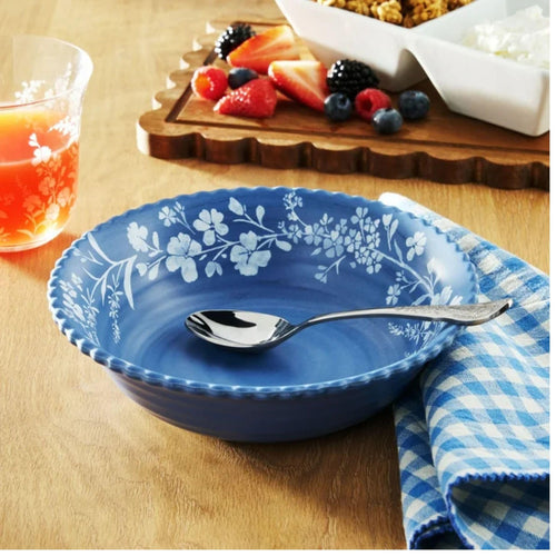 12-Piece Bamboo Melamine Dinnerware Set, Service for 4, Blue Q79992