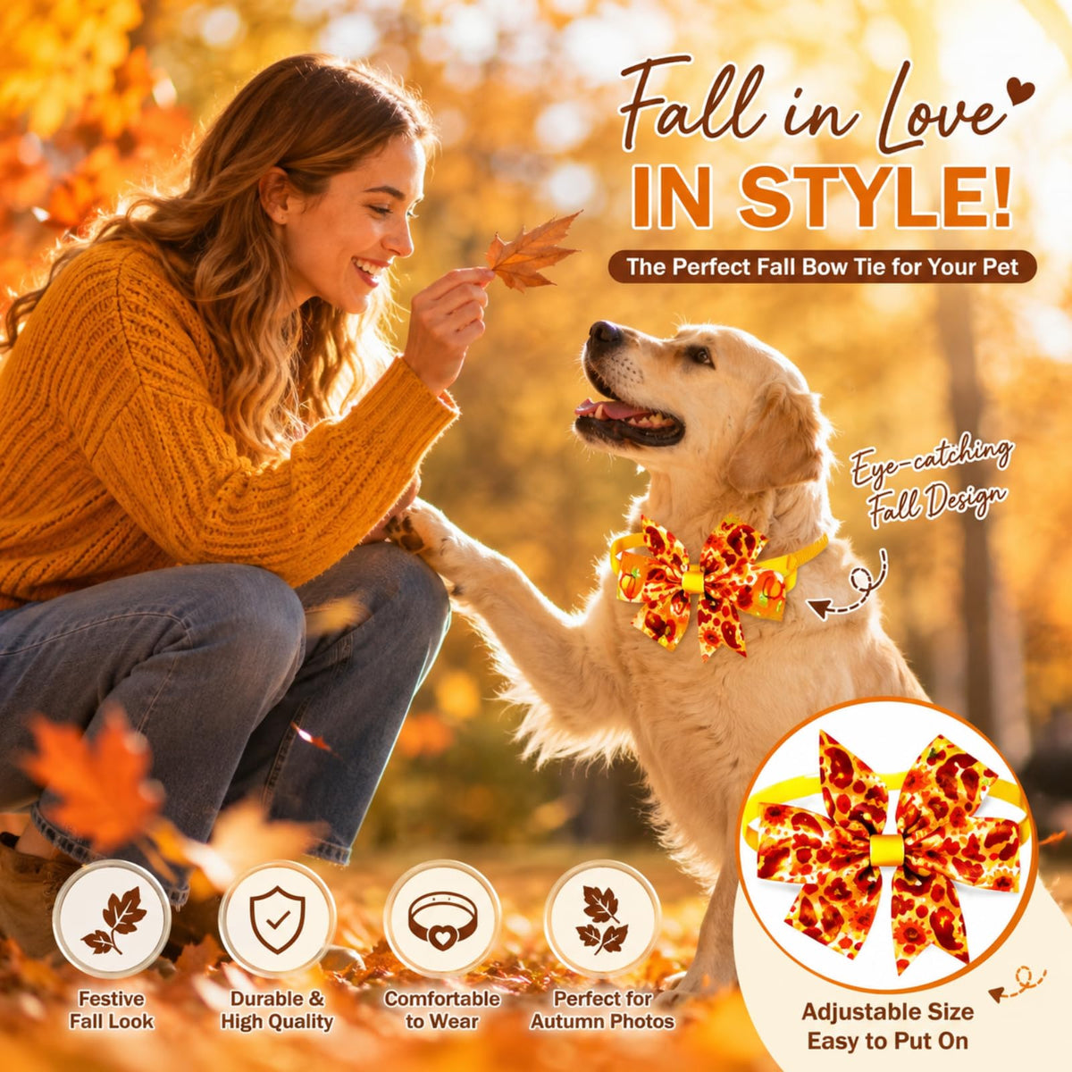 80 Pcs Fall Bow Ties for Dogs&Cats W392