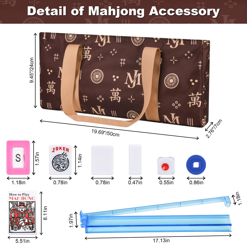 166 White Tiles Mahjong Set with Blue Carrying Bag Q933093